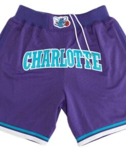 Men Charlotte Hornets Shorts PURPLE Shorts All Stitched