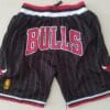 Men Chicago Bulls Black Strip Shorts All Stitched