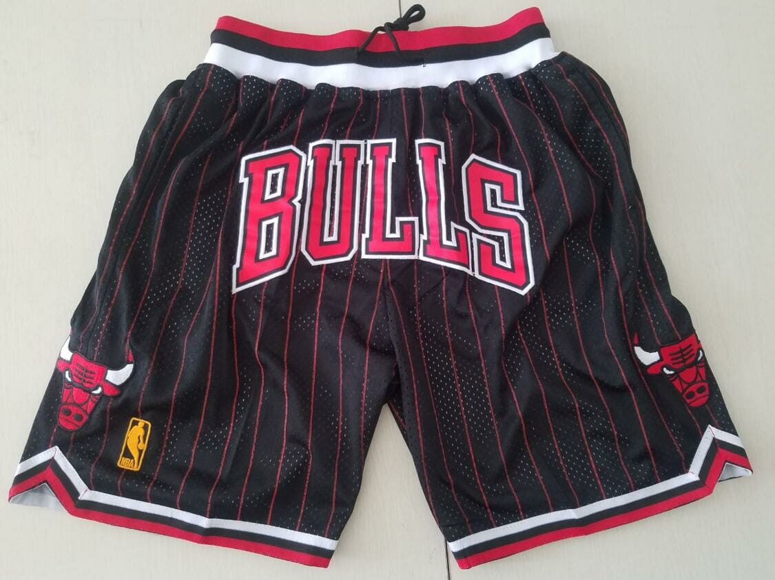 Men Chicago Bulls Black Strip Shorts All Stitched 1 Men Chicago Bulls Black Strip Shorts All Stitched