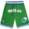 Men Dallas Mavericks Green Shorts All Stitched