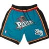 Men Detroit Pistons Shorts Teal Shorts All Stitched