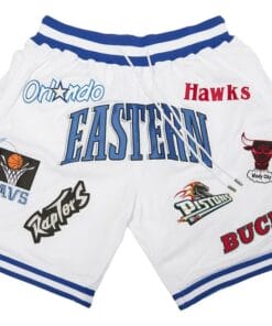 Men Eastern Conference Shorts White Shorts All Stitched