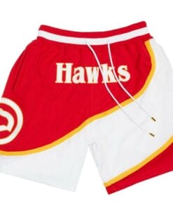 Men Hawks White Red Shorts All Stitched
