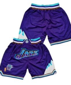Men Jazz Short 1996-97 Purple Shorts All Stitched