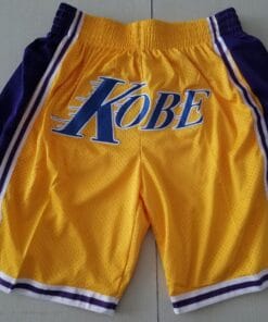 Men Lakers YELLOW Kobe Mamba Shorts All Stitched