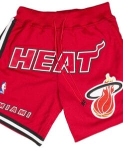 Men Miami Heat Shorts Red All Stitched