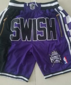 Men Sacramento Kings Shorts Purple SWISH All Stitched