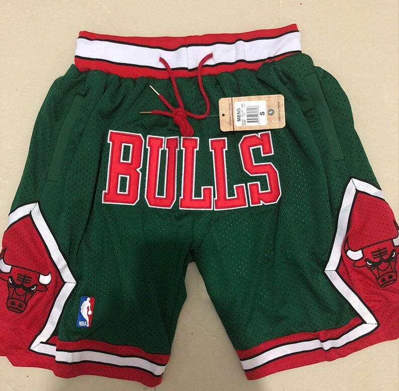 Men's Green Bulls Shorts All Stitched 1 Men's Green Bulls Shorts All Stitched