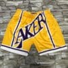 Mens Lakers Shorts With Pockets Yellow