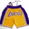 Men's Yellow Lakers Shorts All Stitched 4 Mens Yellow Lakers Shorts All Stitched