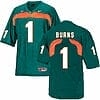 Miami Hurricanes #1 Burns NCAA College Football Jersey Green