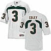 Miami Hurricanes #3 Coley NCAA College Football Jersey White