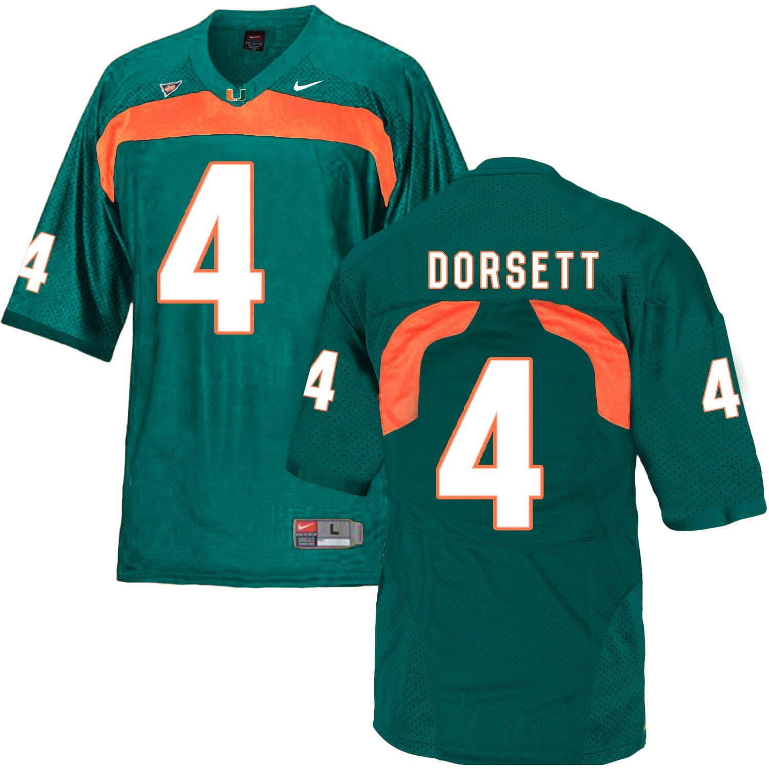 Miami Hurricanes #4 Dorsett NCAA College Football Jersey Green 1 Miami Hurricanes #4 Dorsett NCAA College Football Jersey Green