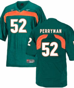 Miami Hurricanes #52 Perryman NCAA College Football Jersey Green