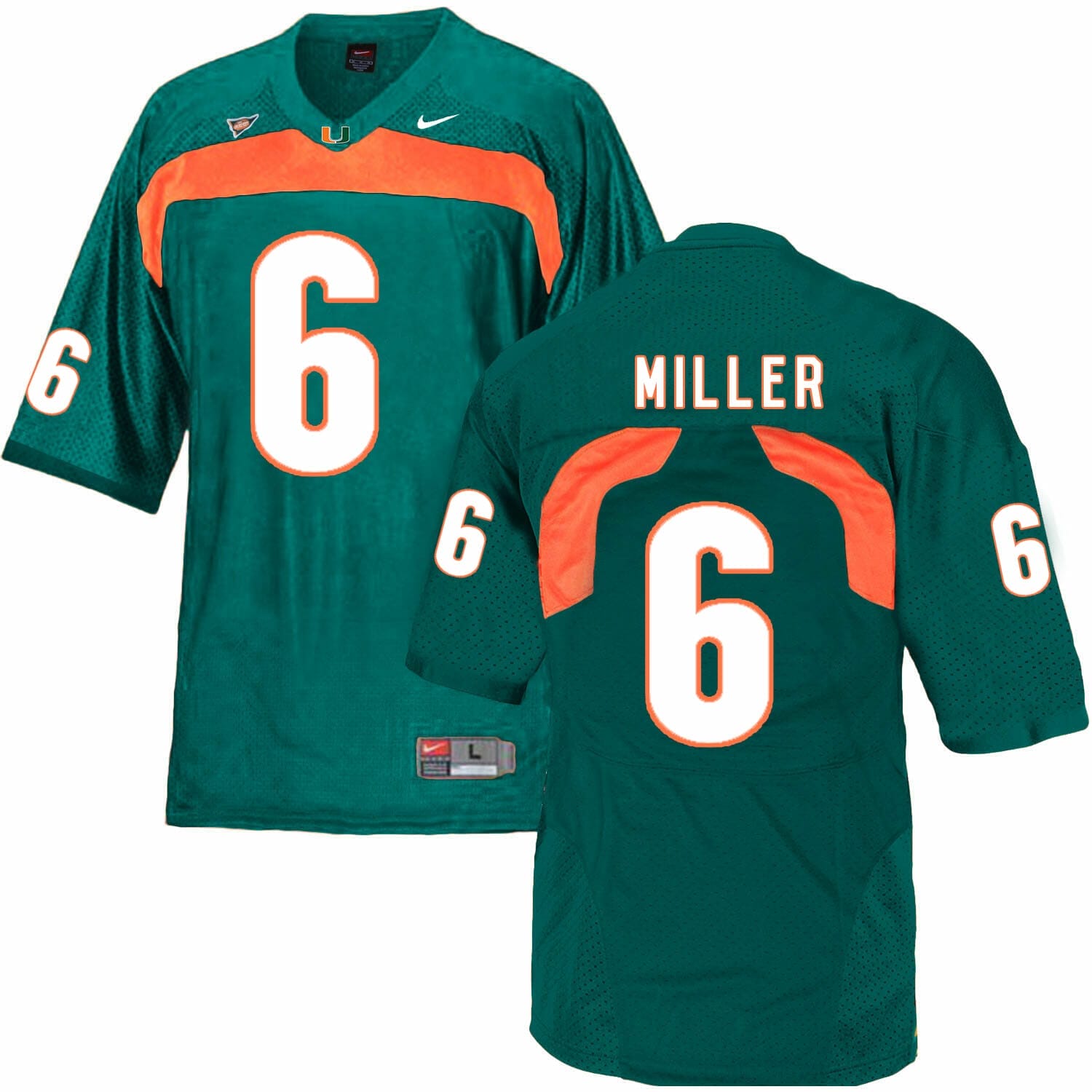 Miami Hurricanes #6 Miller NCAA College Football Jersey Green 1 Miami Hurricanes #6 Miller NCAA College Football Jersey Green