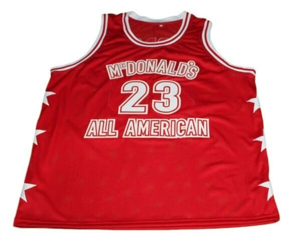 Michael Jordan #23 McDonald's All American Basketball Jersey Red 2 Michael Jordan #23 McDonald's All American Basketball Jersey Red