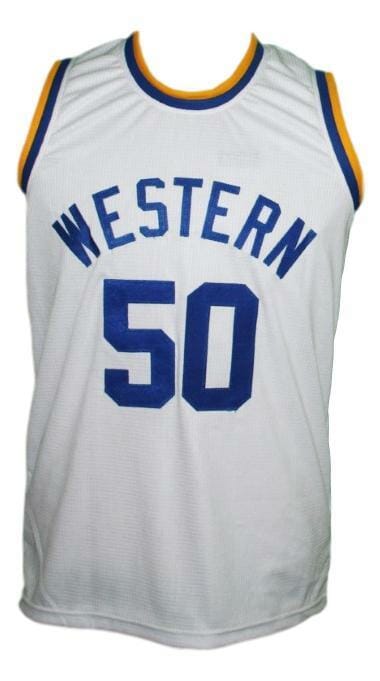 Neon Boudeaux #50 Western Blue Chips Movie Basketball Jersey White 2 Neon Boudeaux #50 Western Blue Chips Movie Basketball Jersey White