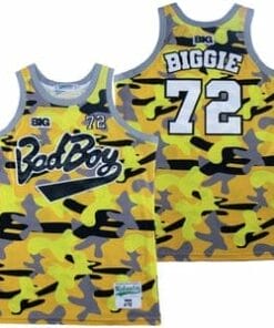 Notorious B.I.G. Biggie Smalls #72 Bad Boy Yellow Basketball Jersey