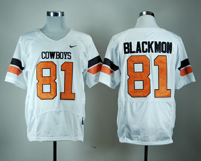 Oklahoma State Cowboys #81 Justin Blackmon Football Jersey White 1 Oklahoma State Cowboys #81 Justin Blackmon Football Jersey White