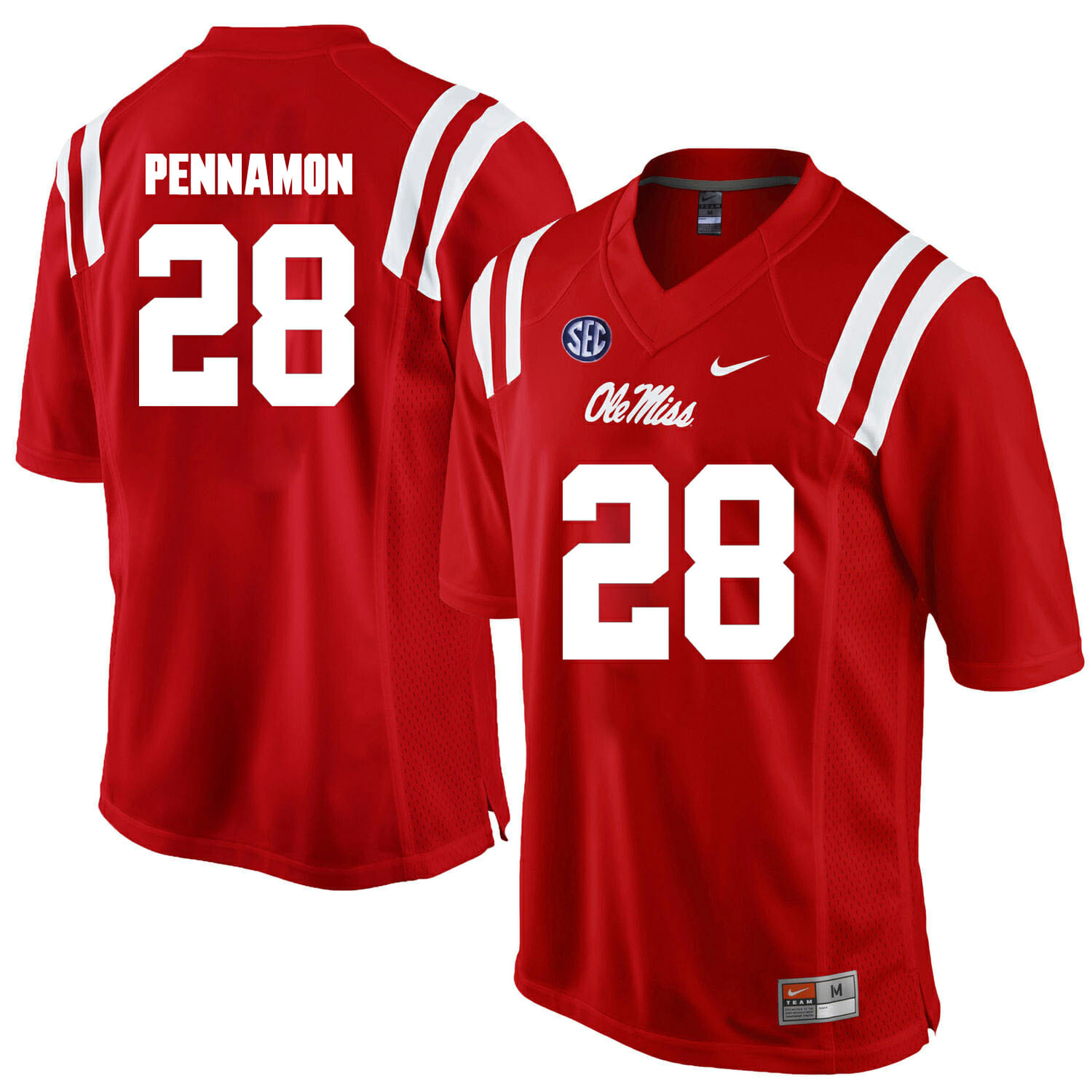 Ole Miss Rebels #28 D'Vaughn Pennamon College Football Jersey Red 1 Ole Miss Rebels #28 D'Vaughn Pennamon College Football Jersey Red