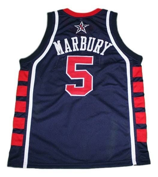 Stephon Marbury Team USA Basketball Jersey Sewn Navy Blue 1 Stephon Marbury Team USA Basketball Jersey Sewn Navy Blue