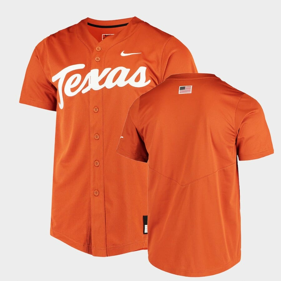 Texas Longhorns Custom Name Number Orange College Baseball Jersey 1 Texas Longhorns Custom Name Number Orange College Baseball Jersey