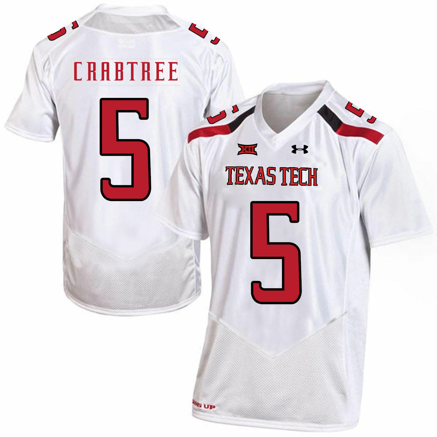Texas Tech #5 Michael Crabtree NCAA College Football Jersey White 1 Texas Tech #5 Michael Crabtree NCAA College Football Jersey White