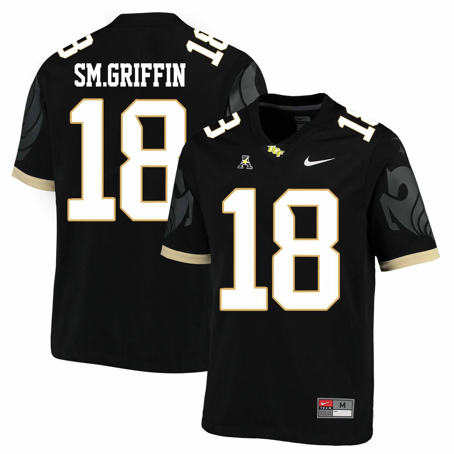 UCF Knights #18 SM.GRIFFIN NCAA College Football Jersey Black 1 UCF Knights #18 SM.GRIFFIN NCAA College Football Jersey Black