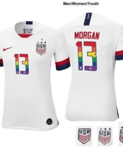 USWNT Home no.13 Champions Rainbow Pride Alex Morgan White Soccer Jersey