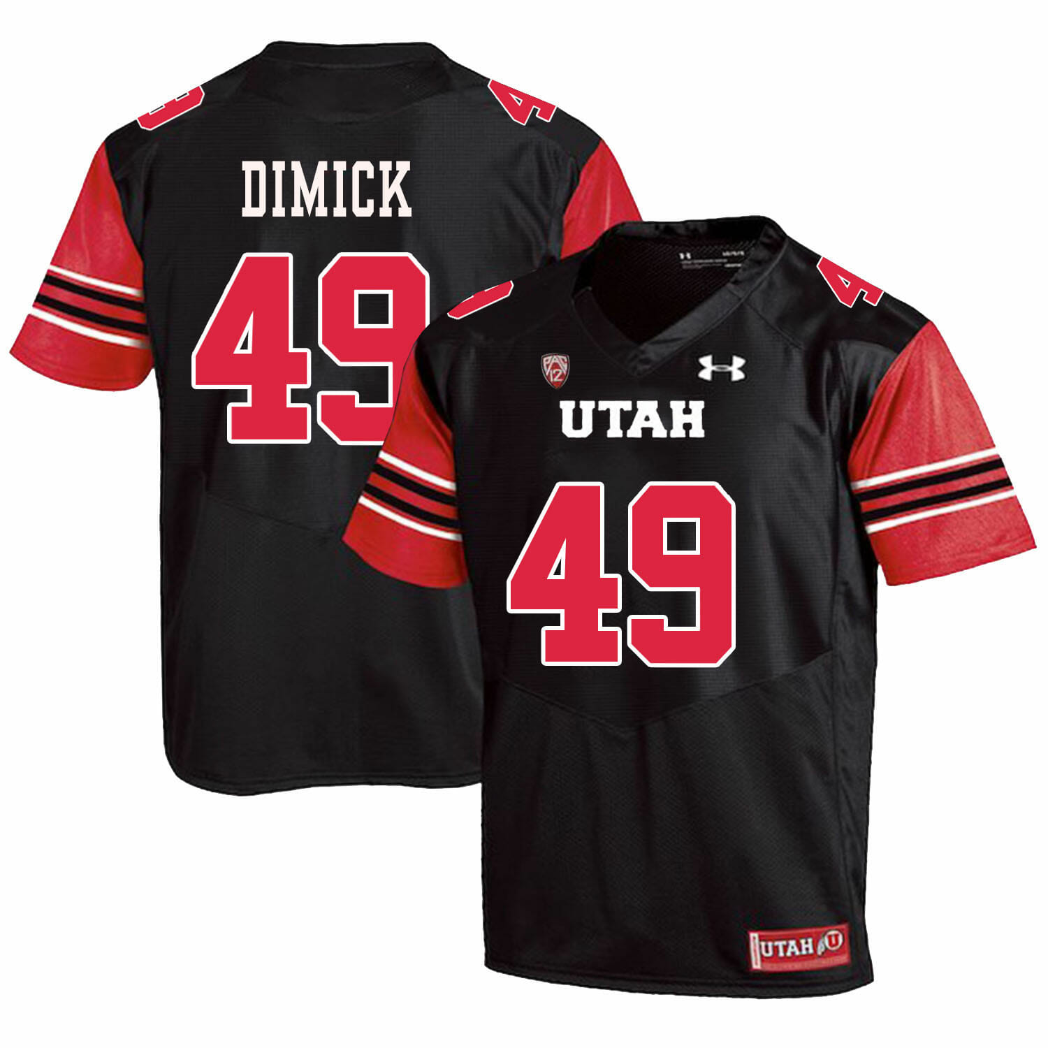 Utah Utes #49 Hunter Dimick NCAA College Football Jersey Black 1 Utah Utes #49 Hunter Dimick NCAA College Football Jersey Black