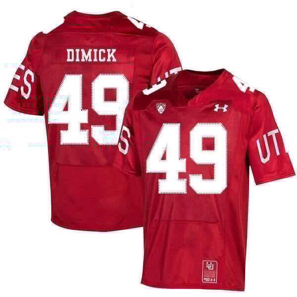 Utah Utes #49 Hunter Dimick NCAA College Football Jersey Red 1 Utah Utes #49 Hunter Dimick NCAA College Football Jersey Red