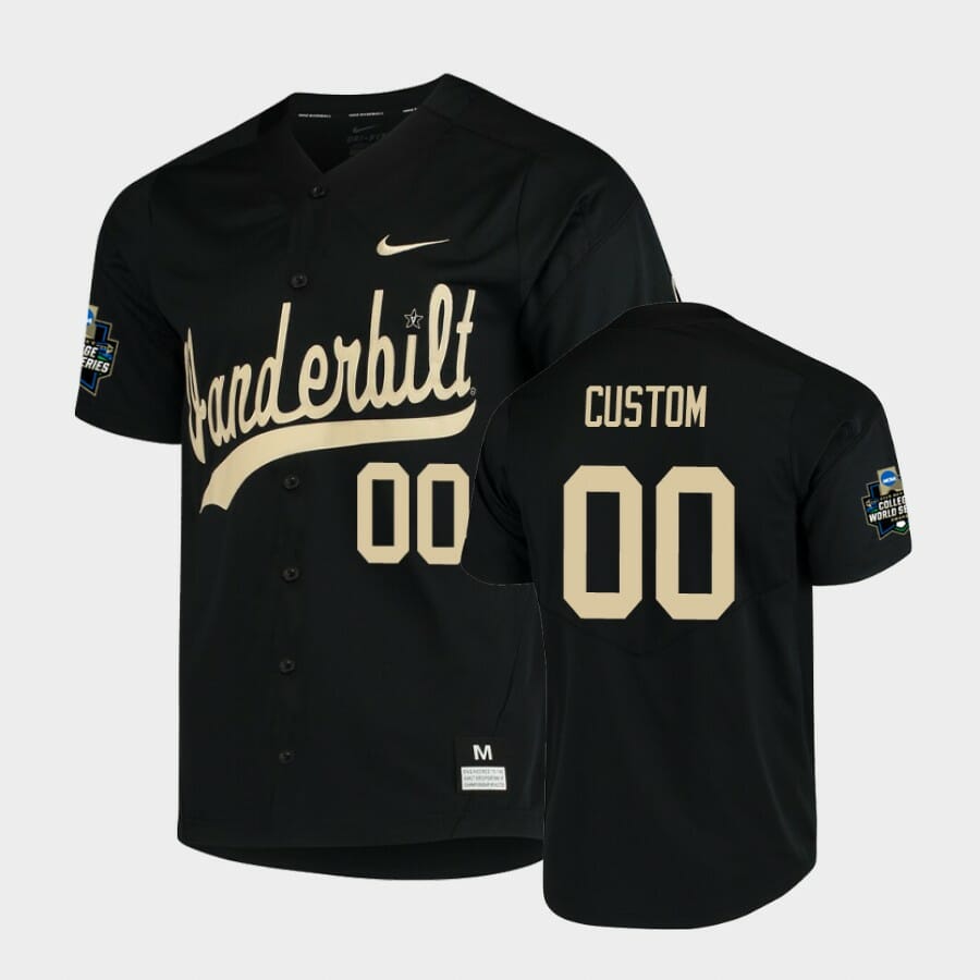 Vanderbilt Commodores Custom Black World Series Baseball Jersey 1 Vanderbilt Commodores Custom Black World Series Baseball Jersey
