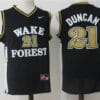 Wake Forest Demon Deacons 21 Tim Duncan NCAA Basketball Jersey Black