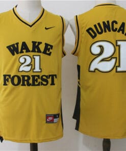 Wake Forest Demon Deacons #21 Tim Duncan NCAA Basketball Jersey Yellow