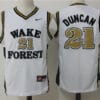 Wake Forest Demon Deacons Black 21 Tim Duncan NCAA Basketball Jersey White