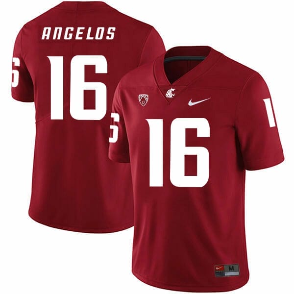 Washington State Cougars #16 Aaron Angelos NCAA Football Jersey Red 1 Washington State Cougars #16 Aaron Angelos NCAA Football Jersey Red