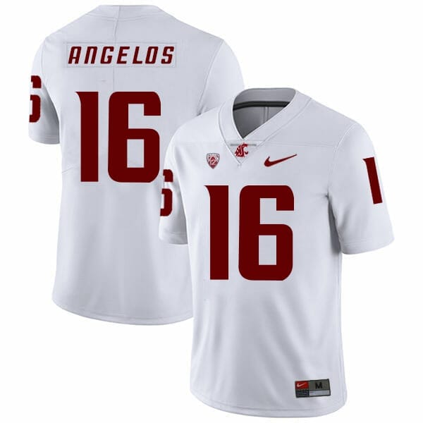 Washington State Cougars #16 Aaron Angelos NCAA Football Jersey White 1 Washington State Cougars #16 Aaron Angelos NCAA Football Jersey White