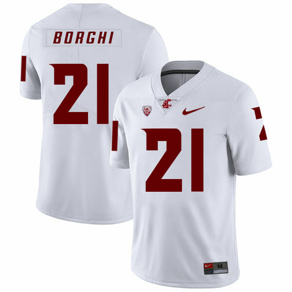 Washington State Cougars #21 Max Borghi NCAA Football Jersey White 1 Washington State Cougars #21 Max Borghi NCAA Football Jersey White