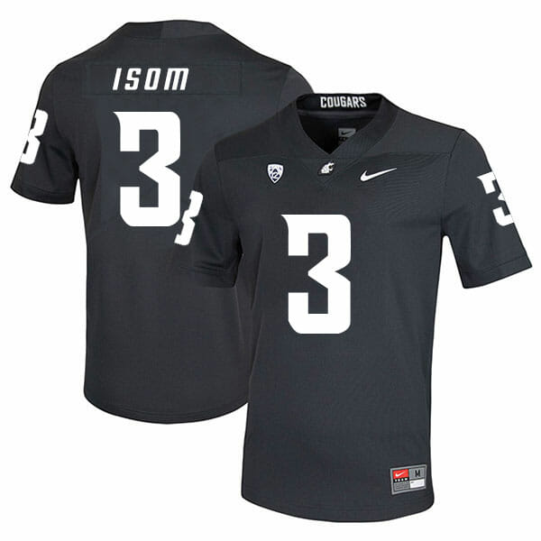 Washington State Cougars #3 Daniel Isom NCAA Football Jersey Black 1 Washington State Cougars