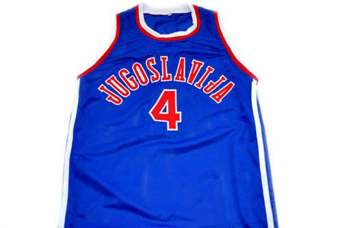 Drazen Petrovic #4 Jugoslavija Basketball Jersey Blue 2 Drazen Petrovic #4 Jugoslavija Basketball Jersey Blue