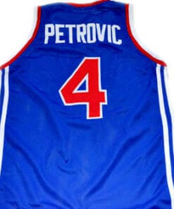 Drazen Petrovic #4 Jugoslavija Basketball Jersey Blue