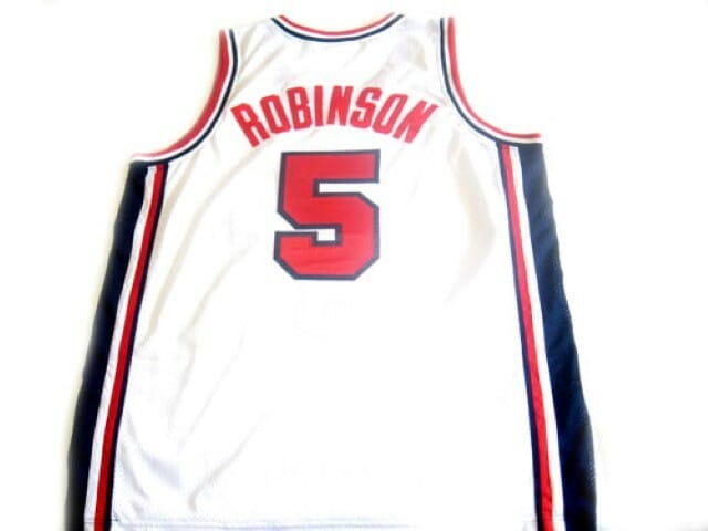David Robinson #5 Team USA BasketBall Jersey White 1 David Robinson #5 Team USA BasketBall Jersey White