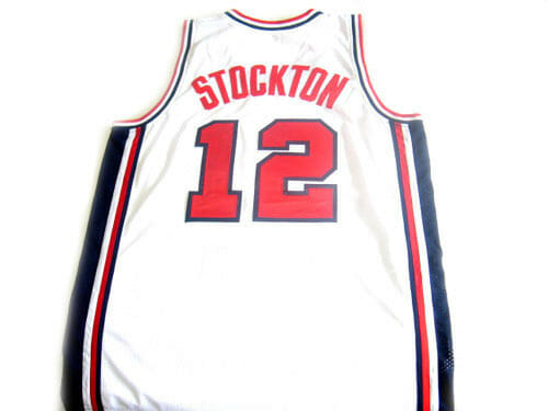 John Stockton #12 Team USA Basketball Jersey White 1 John Stockton #12 Team USA Basketball Jersey White