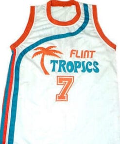 Funkystuff #7 Flint Tropics Semi Pro Basketball Jersey White