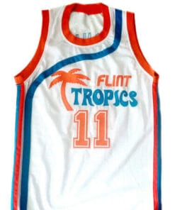 Ed Monix #11 Flint Tropics Semi Pro Basketball Jersey White