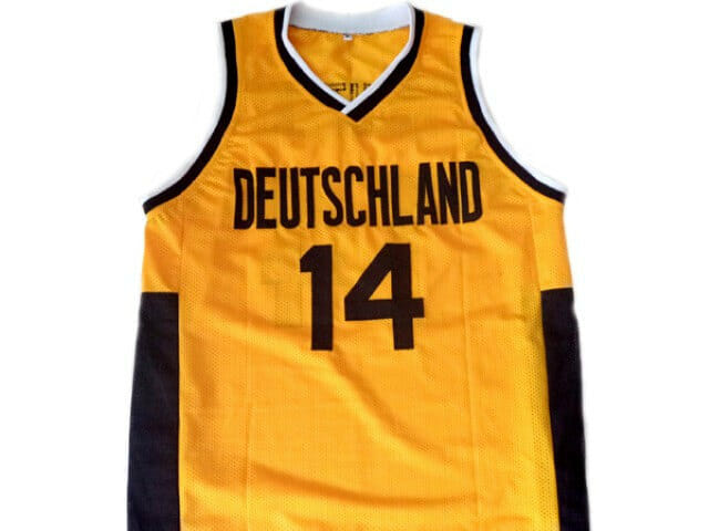 Dirk Nowitzki #14 Team Deutschland Germany Basketball Jersey Yellow 2 Dirk Nowitzki #14 Team Deutschland Germany Basketball Jersey Yellow