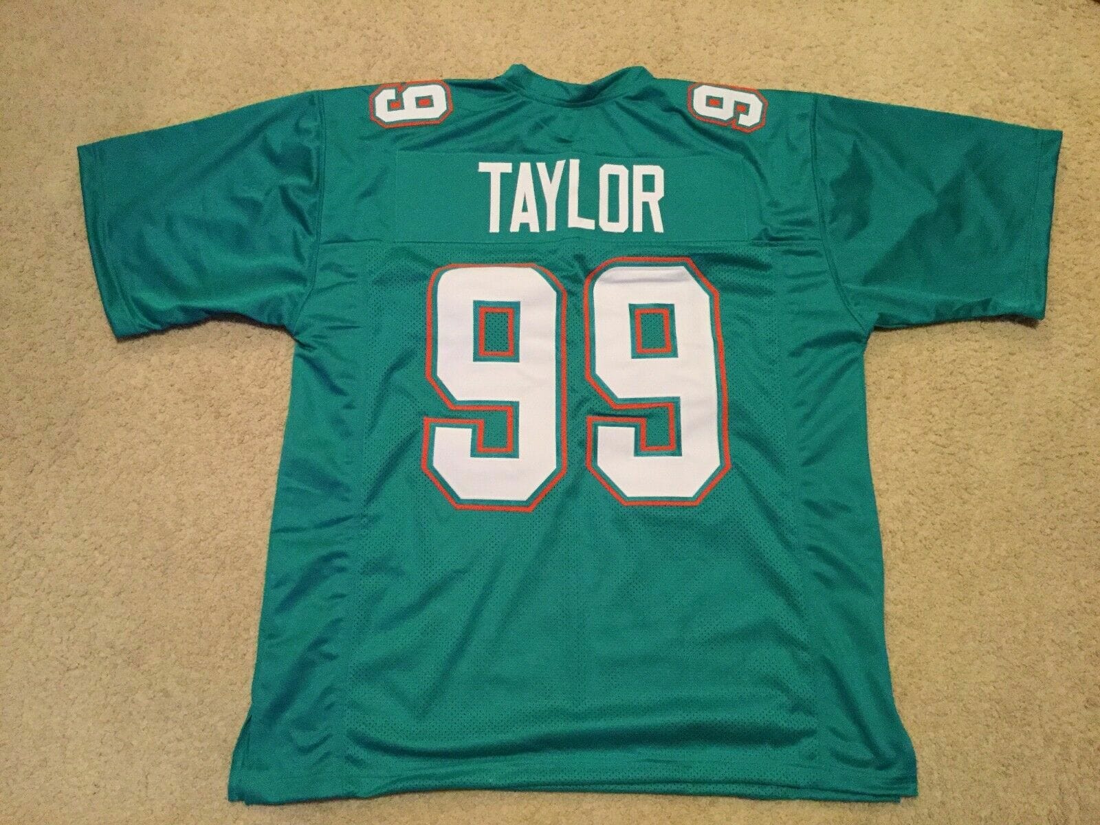 UNSIGNED CUSTOM Sewn Stitched Jason Taylor Teal 2 Jersey 1 UNSIGNED CUSTOM Sewn Stitched Jason Taylor Teal 2 Jersey
