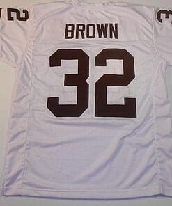 UNSIGNED CUSTOM Sewn Stitched Jim Brown White Jersey