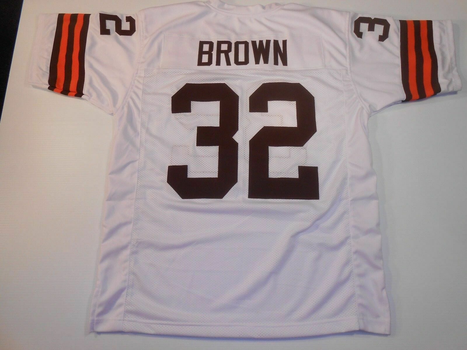 UNSIGNED CUSTOM Sewn Stitched Jim Brown White Jersey 1 UNSIGNED CUSTOM Sewn Stitched Jim Brown White Jersey