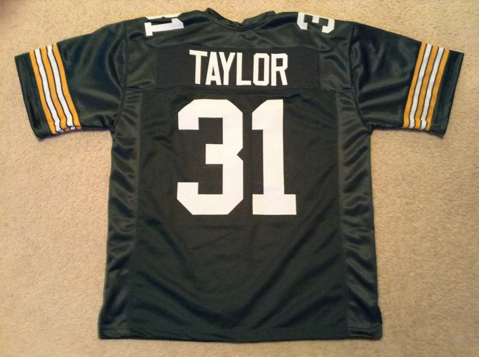 UNSIGNED CUSTOM Sewn Stitched Jim Taylor Green Jersey 1 UNSIGNED CUSTOM Sewn Stitched Jim Taylor Green Jersey